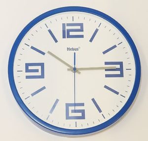 657 Mebus Wanduhr ! blau -weiß, ! super modernes design ! 30,5 cm