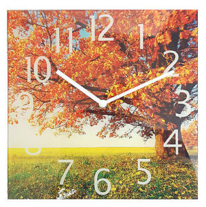 866 Wanduhr Mebus ! Landschaft Motiv Herbst ! 30 x 30 cm