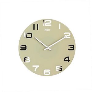 746 Mebus Wanduhr !Glas ! creme mit Chrom !29,5 cm super modern!