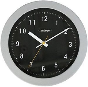 444 Wanduhr grau -schwarz 26 cm ! super !