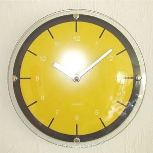 177 Wanduhr ! schwarz - gelb ! super modern ! 31 cm